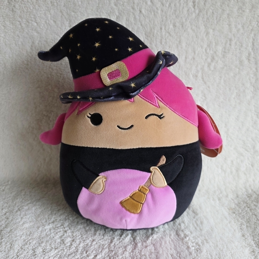 New Squishmallow KellyToy Ditka Pink Winking Witch Girl 10" Plush